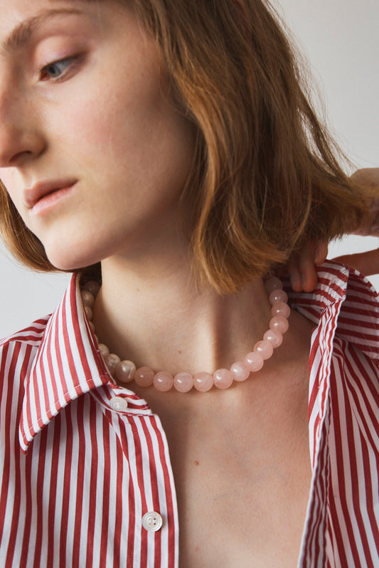 【TRACY】PINK QUARTZ x BAROQUE PEARL CHOKER