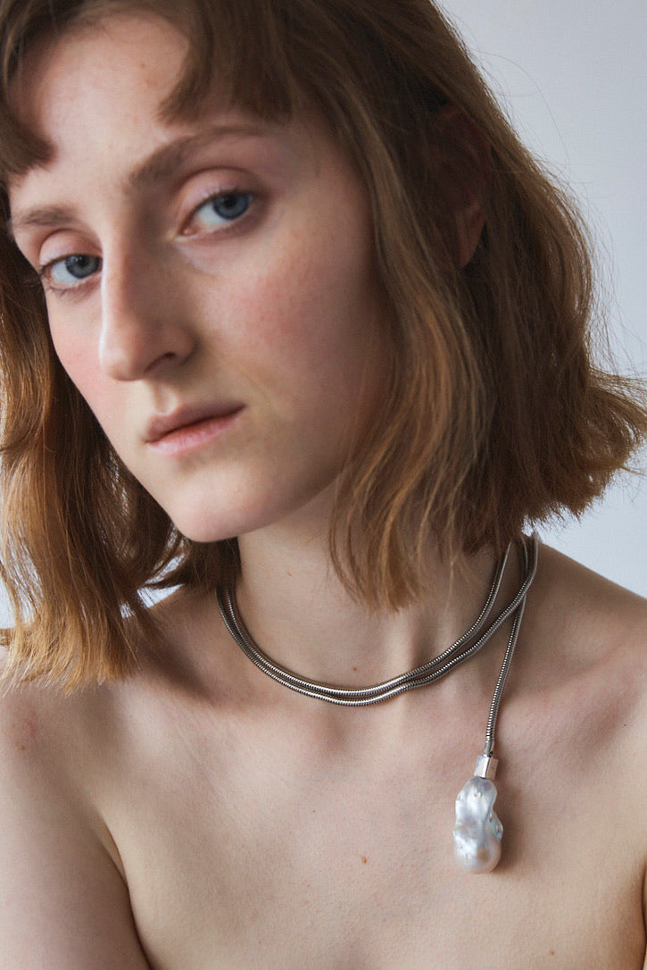 【SYLVIE】SNAKE CHAIN BELT WITH BAROQUE PEARLS