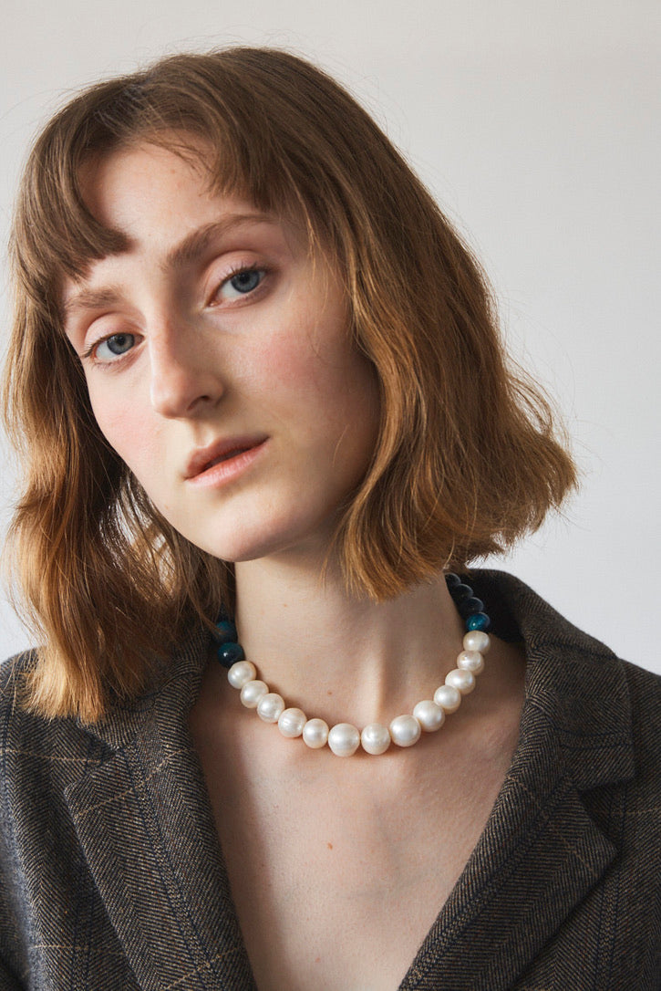 【BENAZIR】TIGER EYE x BAROQUE PEARL CHOKER