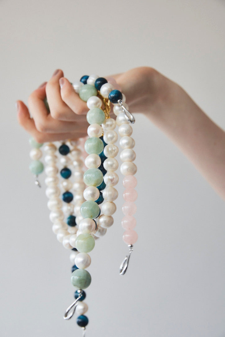 【TRACY】PINK QUARTZ x BAROQUE PEARL CHOKER