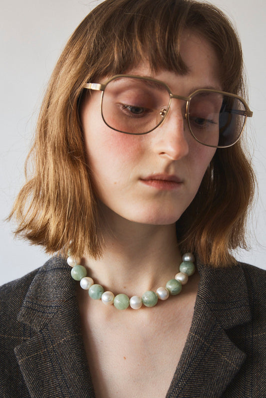 【CHRISTINA】AQUAMARINE x BAROQUE PEARL CHOKER