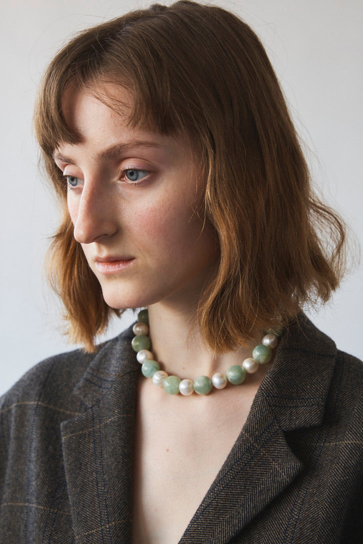 【CHRISTINA】AQUAMARINE x BAROQUE PEARL CHOKER