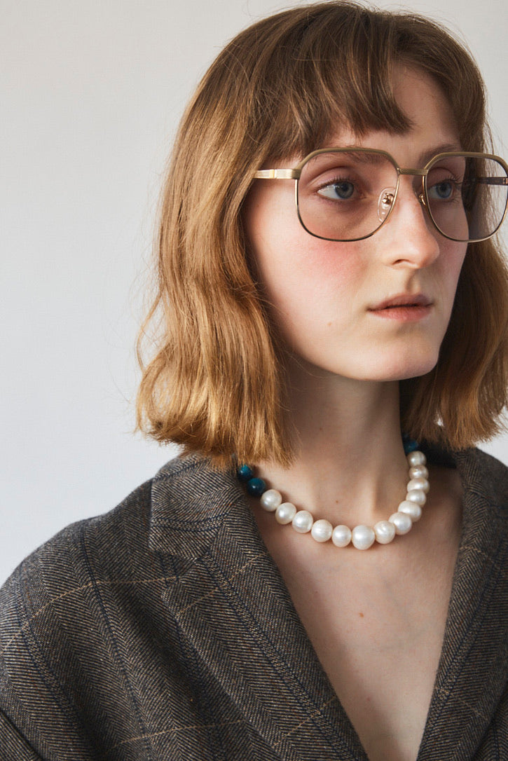 【BENAZIR】TIGER EYE x BAROQUE PEARL CHOKER