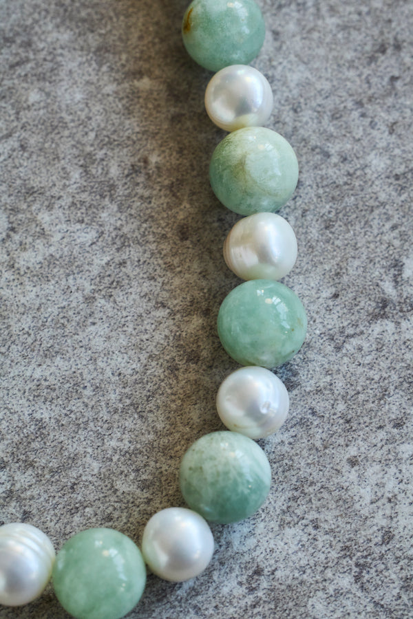 【CHRISTINA】AQUAMARINE x BAROQUE PEARL CHOKER