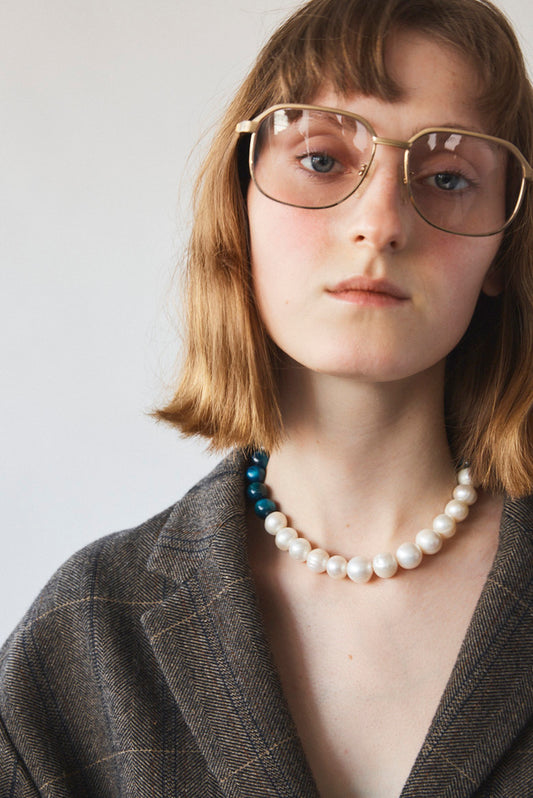 【BENAZIR】TIGER EYE x BAROQUE PEARL CHOKER